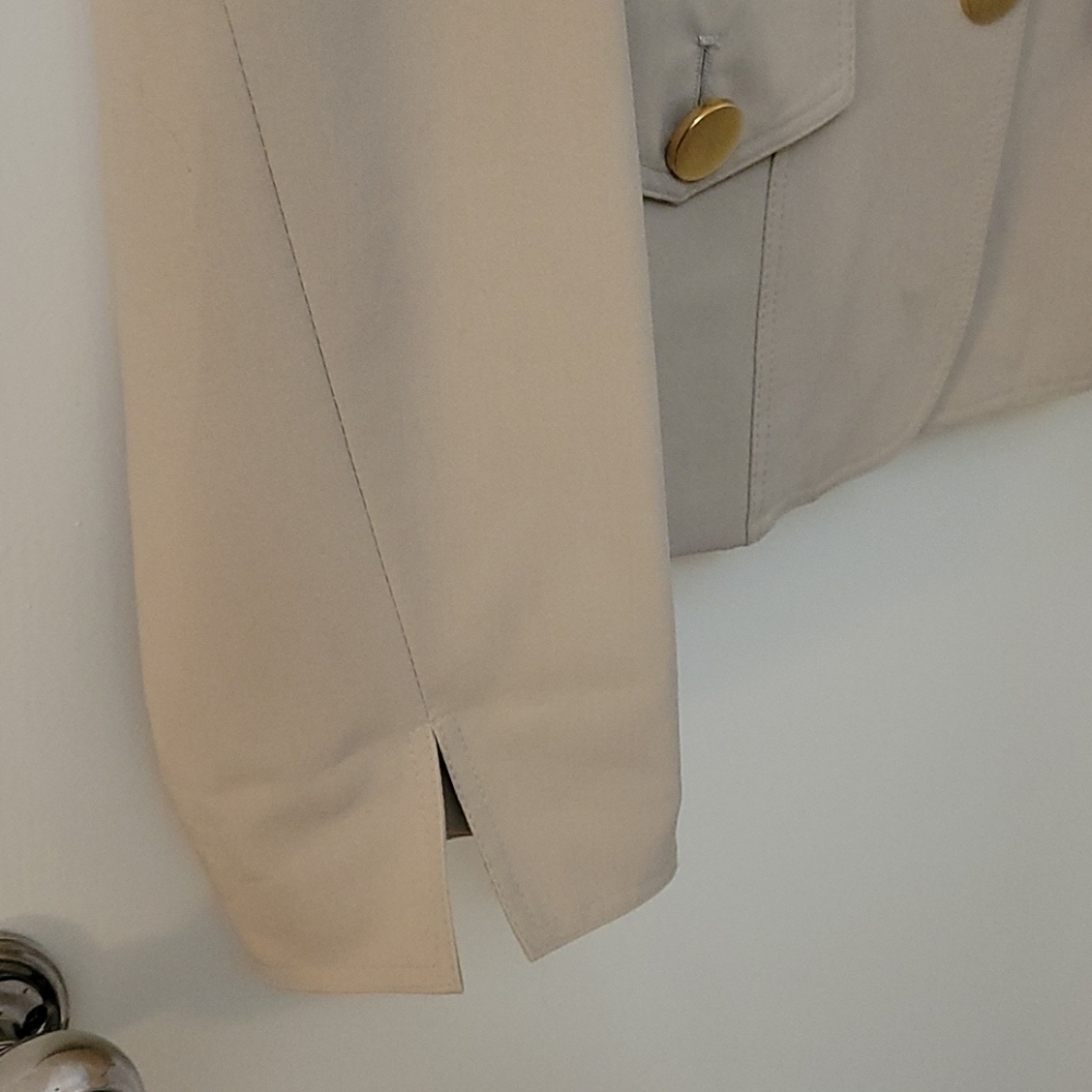 Vtg JULIANA COLLEZIONE Luxury Tailored  Oatmeal Office Blazer Suit Coat - Picture 4 of 10